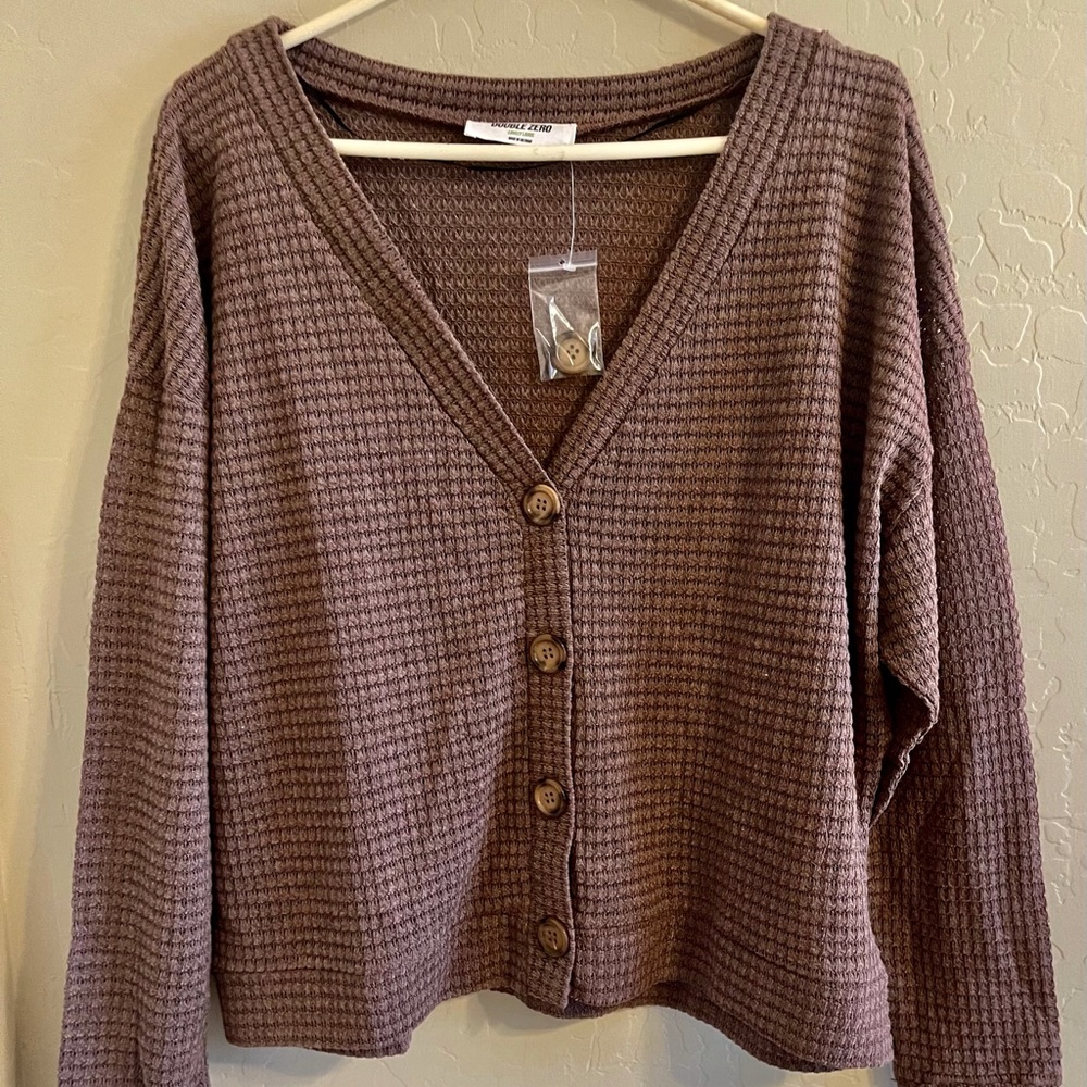 Double Zero light brown cropped cardigan NWT